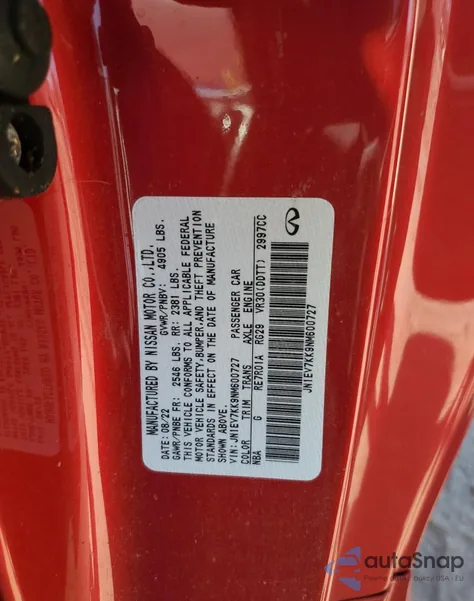 2022 Infiniti Q60 Luxe from USA, damaged, VIN JN1EV7KK9NM600727